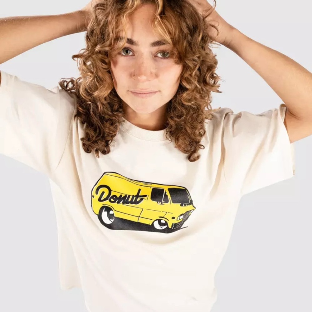 Donut Women’s Cream T-Shirt with Yellow Graphic